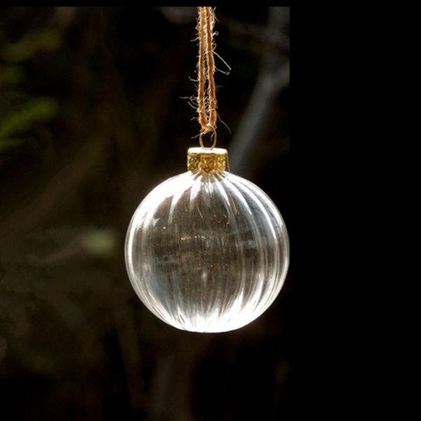 

16pcs/pack diameter=6cm small size striped hanging glass globe transparent christmas glass pendant festival
