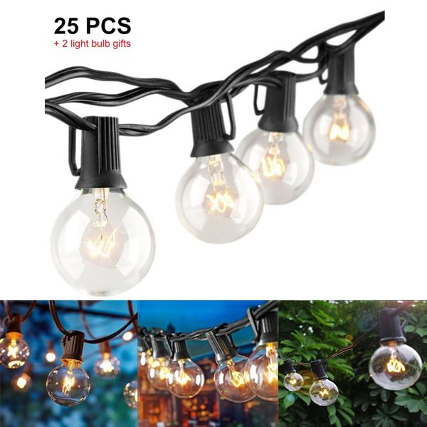 

solar fairy lights 7.65m 25leds dc 220v bulbs string outdoor garden garland light for christmas yard balcony decoration lighting