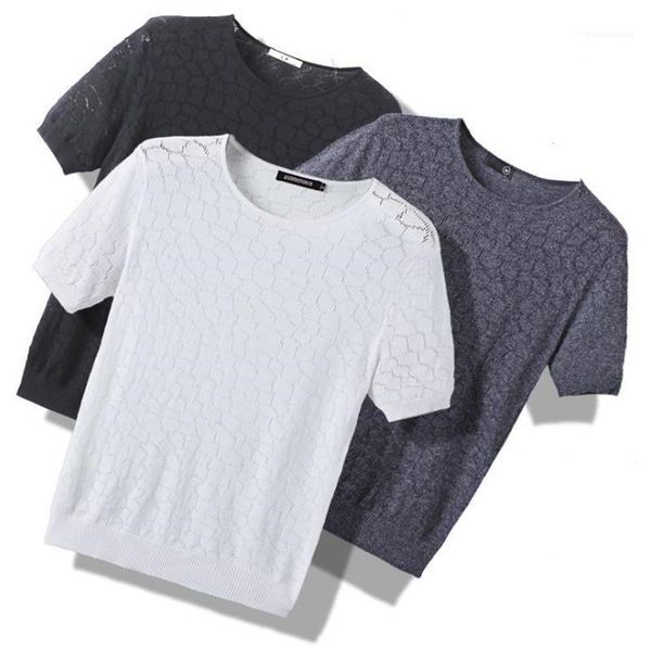 

sleeve crew neck fashion t shirts mens designer tshirts hollow out summer breathable casual short, White;black