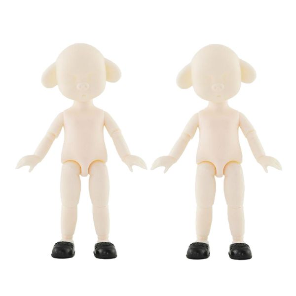 

2x 1/12 16cm 13 flexible jointed doll body for ob11 pig doll nude doll diy