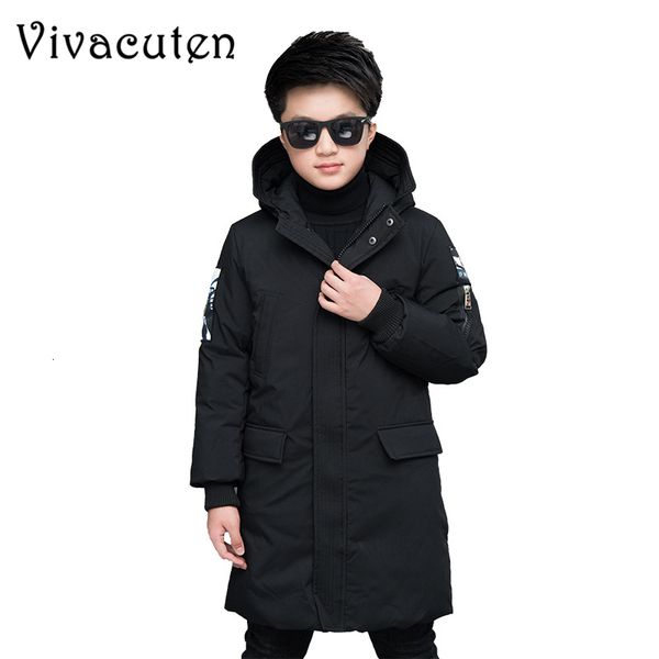 

children winter coat fashion boys hooded thick cotton-padded outerwear kids boy warm long parks jacket teens kids snow clothes, Blue;gray