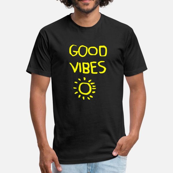 

good vibes t shirt men designer short sleeve crew neck letter cute new fashion spring autumn outfit shirt