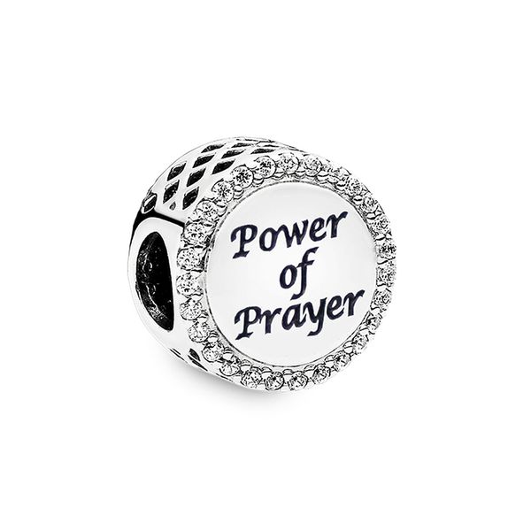 

authentic ale 925 sterling silver power of sparkling prayer charms beads fit pandora style bracelets for diy fashion jewelry design making, Black
