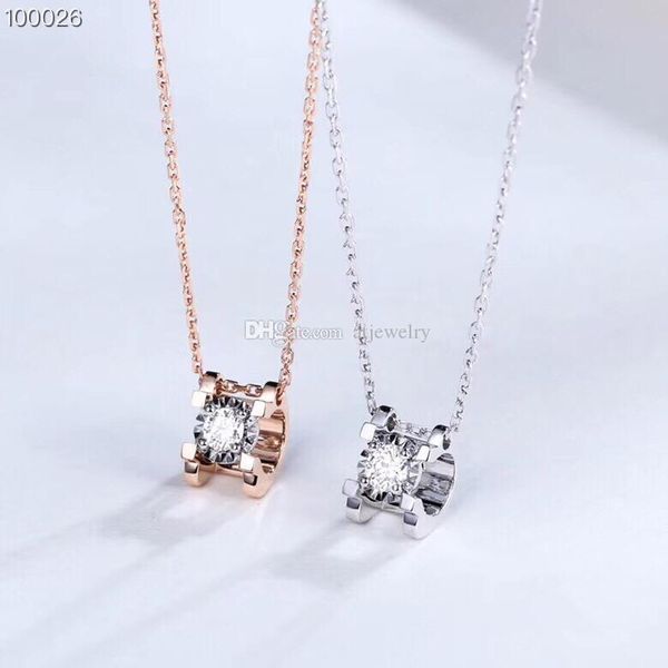 

factory diamond pendant necklace gold jewelry 18k white and rose solid gold necklace like a cow s head for women au750 stamped wholesale, Silver