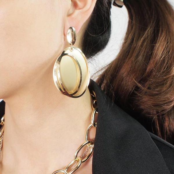 

alloy multilayer oval drop earrings for women 2020 statement fashion dangle earrings jewelry gift brincos gold color ukmoc, Silver