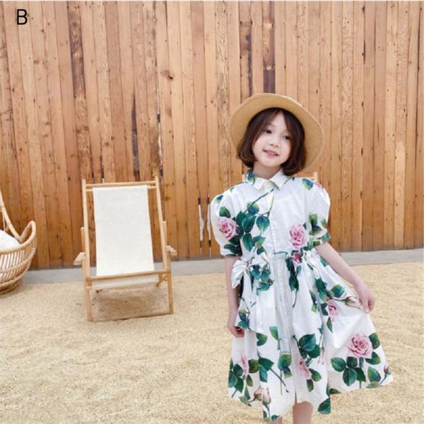 

girl's summer dress fresh flowers princess dress kids baby european and american style children clothing 3-12 years old, Red;yellow