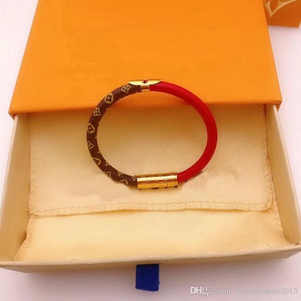 

newcome style women lady print flower v initials design double color leather bracelet with engraved four leaf flower buckle, Black