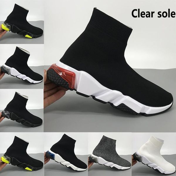 

new speed trainer clear sole sock shoes triple black white yellow fluo oreo pink men women casual sneakers us 6-11
