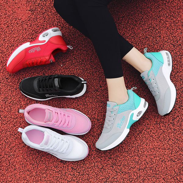 

women's running shoes, new breathable outdoor woven sports shoes, anti-slip lace up platform sports shoes