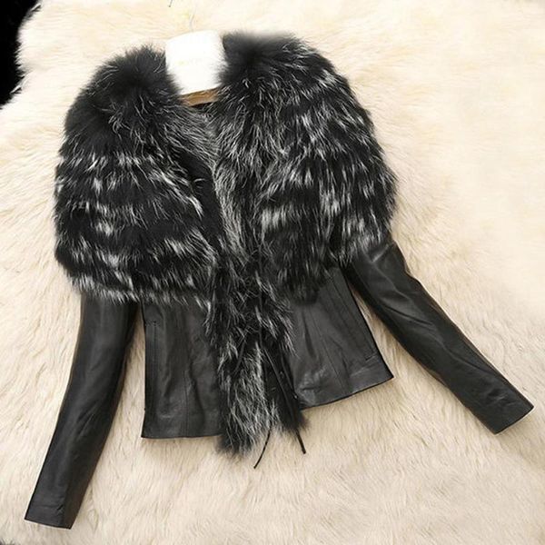 

women's fur & faux coat women autumn winter fluffy 2021 plush fashion leather solid long sleeve loose warm soft outwear, Black