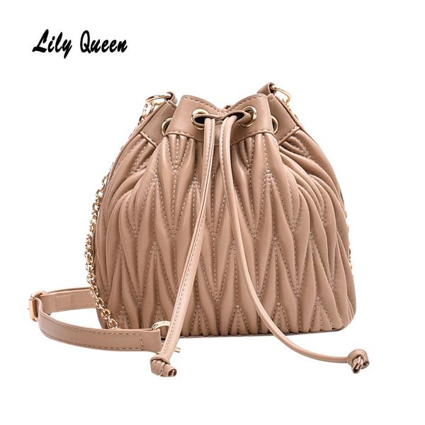 

2020 summer new drawstring bag leather crossbody bucket bags for women ladies handbag high quality