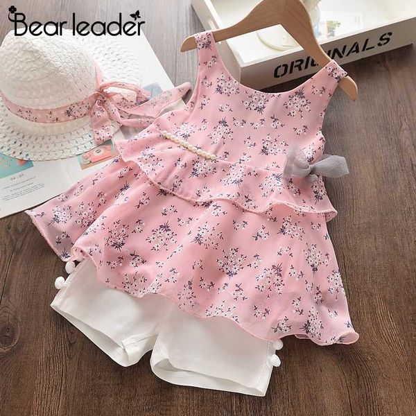 

bear leader girls baby clothes new summer girls flowers clothing sets floral outfits with hat 3pcs kids cool suits children suit, White
