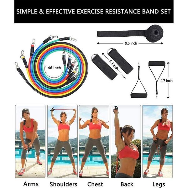 

11pcs resistance bands set yoga exercise fitness band bands rope muscle pull training tube exercise rubber loop new fitness n0k2