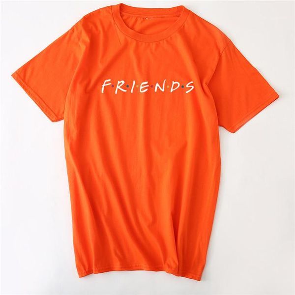 

friend letter print solid color short sleeve crew neck couple homme clothing summer desinger tshrits, White;black