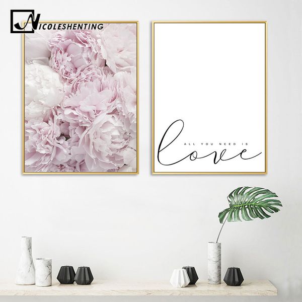

scandinavian peony flower wall art canvas painting minimalist floral nordic posters and prints decoration pictures home decor