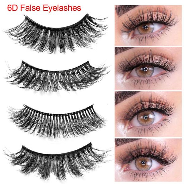 

false eyelashes 1 pairs 6d faux mink natural look pack wispy extension makeup fake long handmade fluffy soft