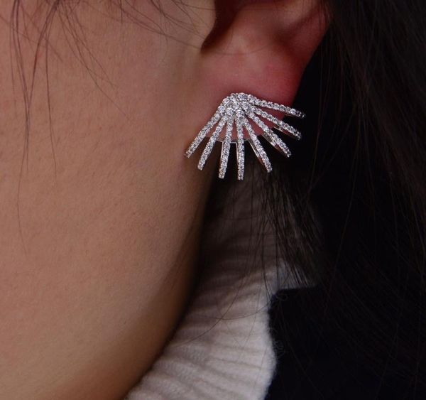 

godki luxury full cubic zirconia cz engagement wedding party nightclub statment earring002, Golden;silver