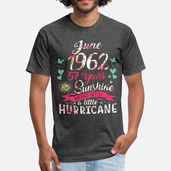 

june 1962 57 years of being sunshine mix hurricane t shirt men print short sleeve size s-3xl gents new fashion spring autumn cool shirt
