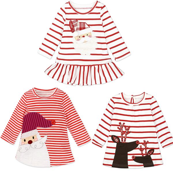 Bebek kız Noel Noel Baba elbise karikatür Çocuklar şerit prenses elbiseler Noel çocuklar kostüm Giyim C2573 geyik
