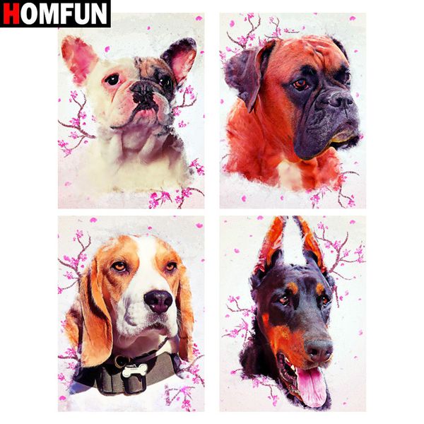 

homfun 5d diamond pattern rhinestone needlework diy diamond painting cross stitch "dog plum canine" diamond embroidery