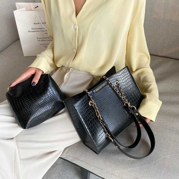 

2 pieces/set fashion square women's shoulder bags 2020 pu chain crossbody bags elegant ladies shoulder