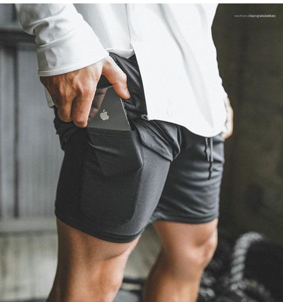 

sport shorts gyms fitness workout built in pockets shorts mens 2 in 1 running shorts quick drying breathable, White;black