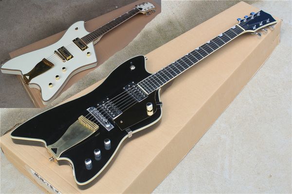 Vücut ve Boyun Cilt Fabrika Özel Siyah / Altın Donanım Beyaz Elektro Gitar, Gülağacı Klavye, Özelleştirilmiş edilebilir