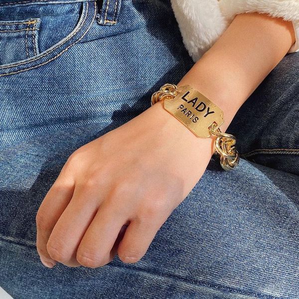 

link, chain meetvii fashion punk cuban link bracelet bangle heart charm for women boho hand jewelry, Black