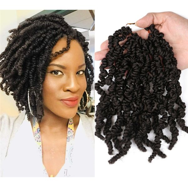 

bomb twist braiding hair passion spring twists synthetic crochet hair extensions crochet braids ombre fluffy kinky curly 8inch 60roots, Black;brown