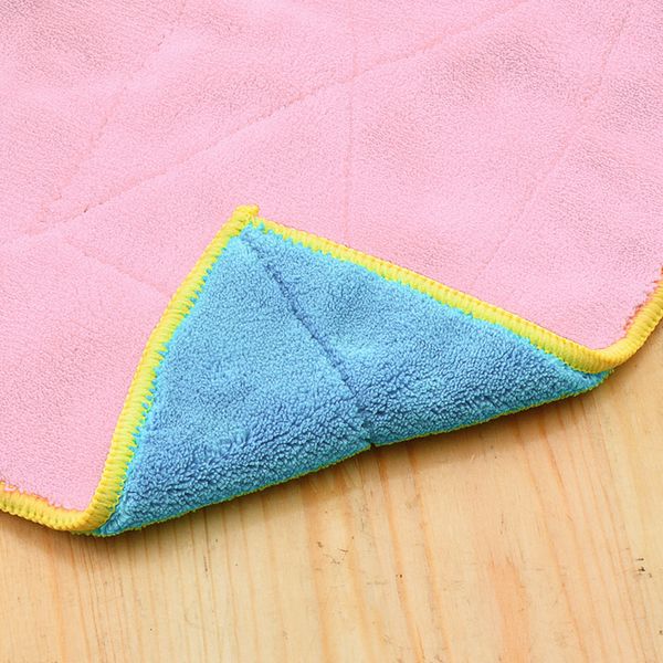 

double-faced fiber absorb water dish towel grease proof cleaning cloth kitchen helper