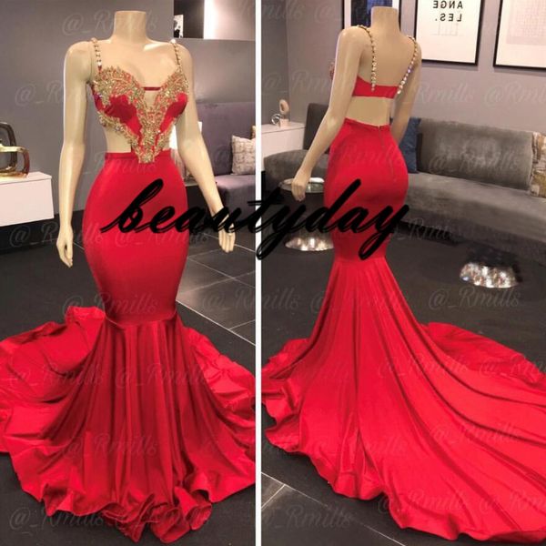 

сверкающие платья выпускного вечера красные 2019 русалка бретельках backless вечернее платье pageant партии женщин одежда бусы кристалл abiy, Black