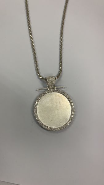 

silver 925 plated 18k white gold moissanite stone circle pendant