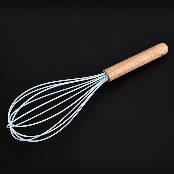 

silicone mixer egg beater wooden comfortable handle whisk egg blender milk shake cream stiring cooking tools kitchen gadgets