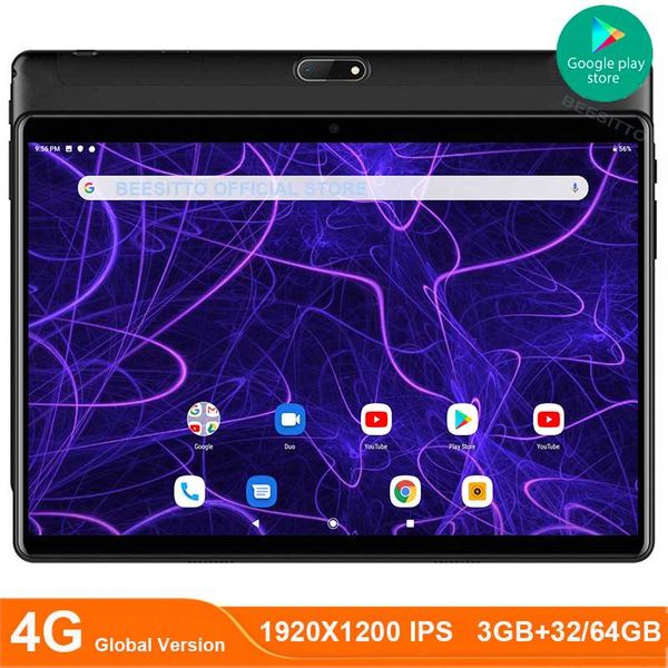 

tablet pc dual sim 4g network octa core 10 inch 3gb ram 32/64gb rom 5g wifi android 9.0 os 1920x1200 ips fhd 2.5d glass 10.1