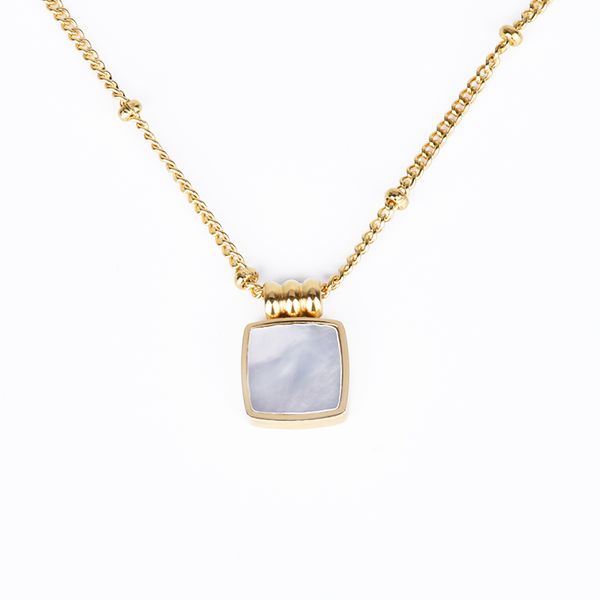 

jeroot gold color strand chain shell pendant custom engraved logo pendant fashion women style black oil necklace for gift, Silver