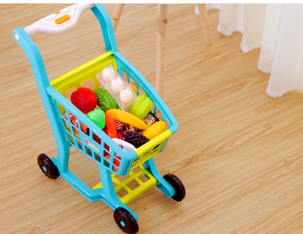 

children big size market shopping cart set kitchen vegetable fruit pretend play and dress-up model toy for girl baby wholesale