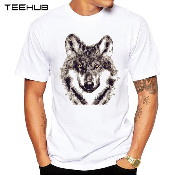 

new arrivals 2019 teehub cool wolf design men's fashion animal printed t-shirt short sleeve o-neck hipster tee