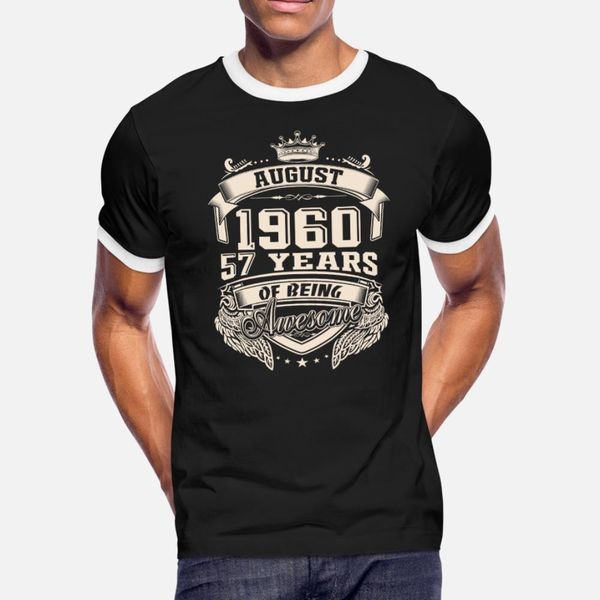 

born in august 1960 t shirt men custom short sleeve round collar gents fit breathable spring autumn vintage shirt
