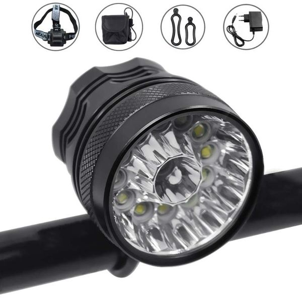 

wasafire 13*xml-t6 led bike light 30000 lumens bicycle light mtb cycling 2 in 1 headlight + 18650 battery