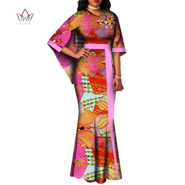 

ethnic clothing 2021 summer plus size o-neck dresses women traditional african fashion dashiki half sleeve cotton long dress 7xl wy2329, Red
