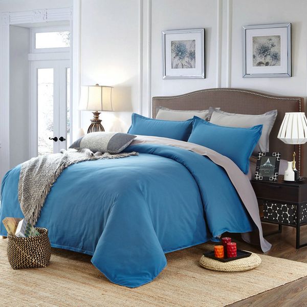 

bedding sets solid color 4pcs bed sheets quilts duvet covers bedclothes with pillowcases breathable pure polyester
