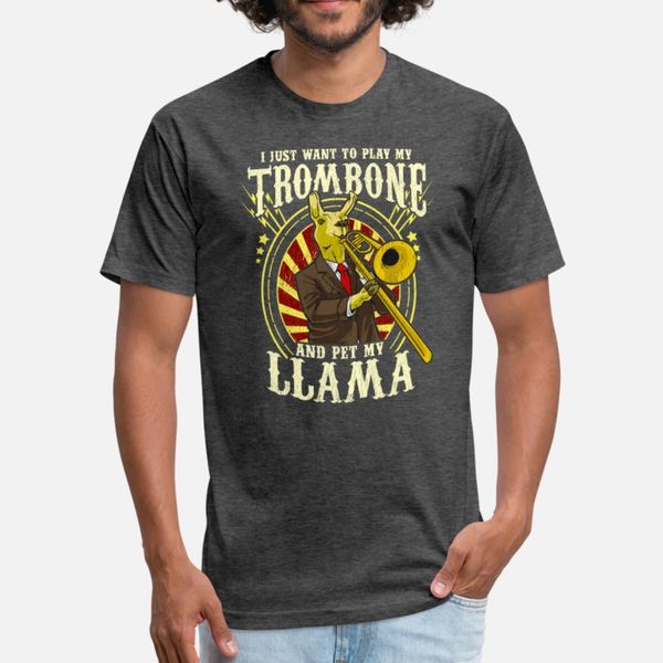 

trombone player music llama t shirt men customized 100% cotton round neck formal gift funny summer unique shirt