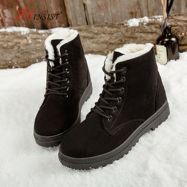 

women boots 2020 new winter snow boots female warm lace flat with women shoes tide shoes contracted keep warm, Black