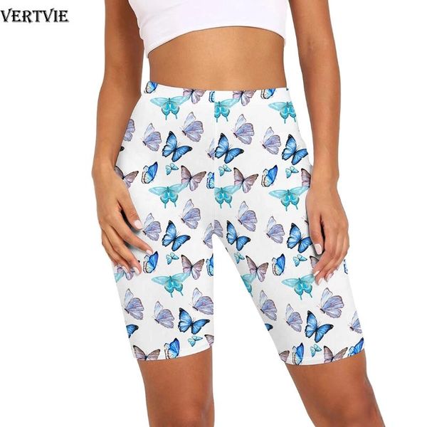 

vertvie women daisy butterfly print sport biker shorts summer jogging fitness athletic skinny yoga shorts stretchy hip hop short
