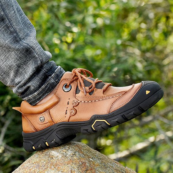 

2020 new men shoes genuine leather non-slip male flats lace-up casual shoes outdoor sneakers plus size 38-46, Black