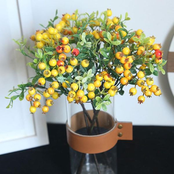 

decorative flowers & wreaths christmas artificial red berry flower plants cherry branches year's decor tree home decoration