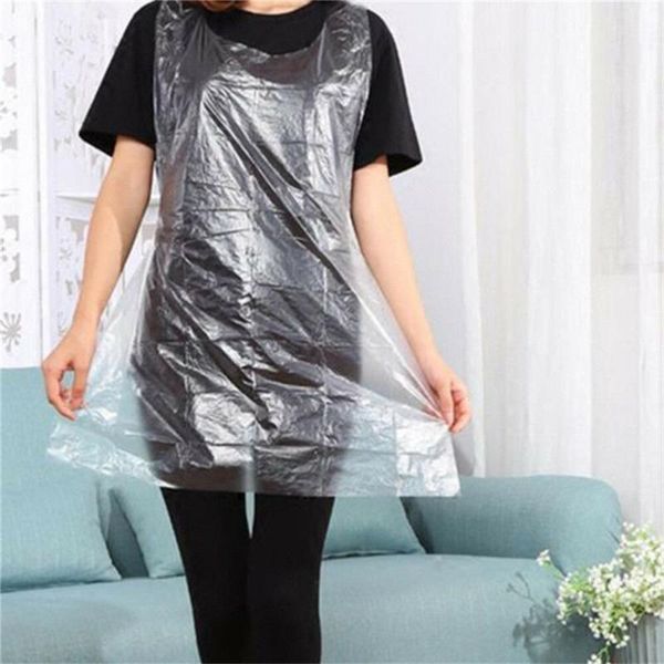 

100 pcs disposable hairdressing capes pe waterproof apron cutting perm dye hair cape barber transparent hairdressing cloth p5
