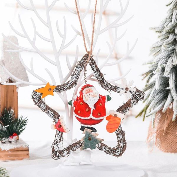 

vintage christmas wreath snowman santa claus patterned rattan ring for home
