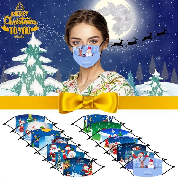 

in stock adults christmas print breathable multi-purpose face cover reusable mask facemask fashion designer face mask multiple protection
