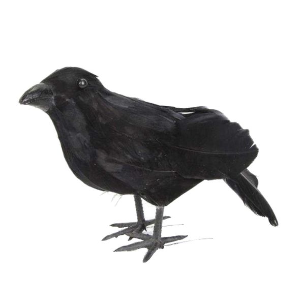 

realistic crow prop bird statue halloween realistic black feathered crows lawn ornament bird repellent outdoor